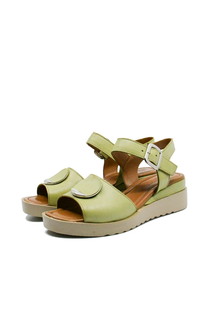 Imagine Sandale damă cu baretă, verde deschis, din piele naturală GOR361