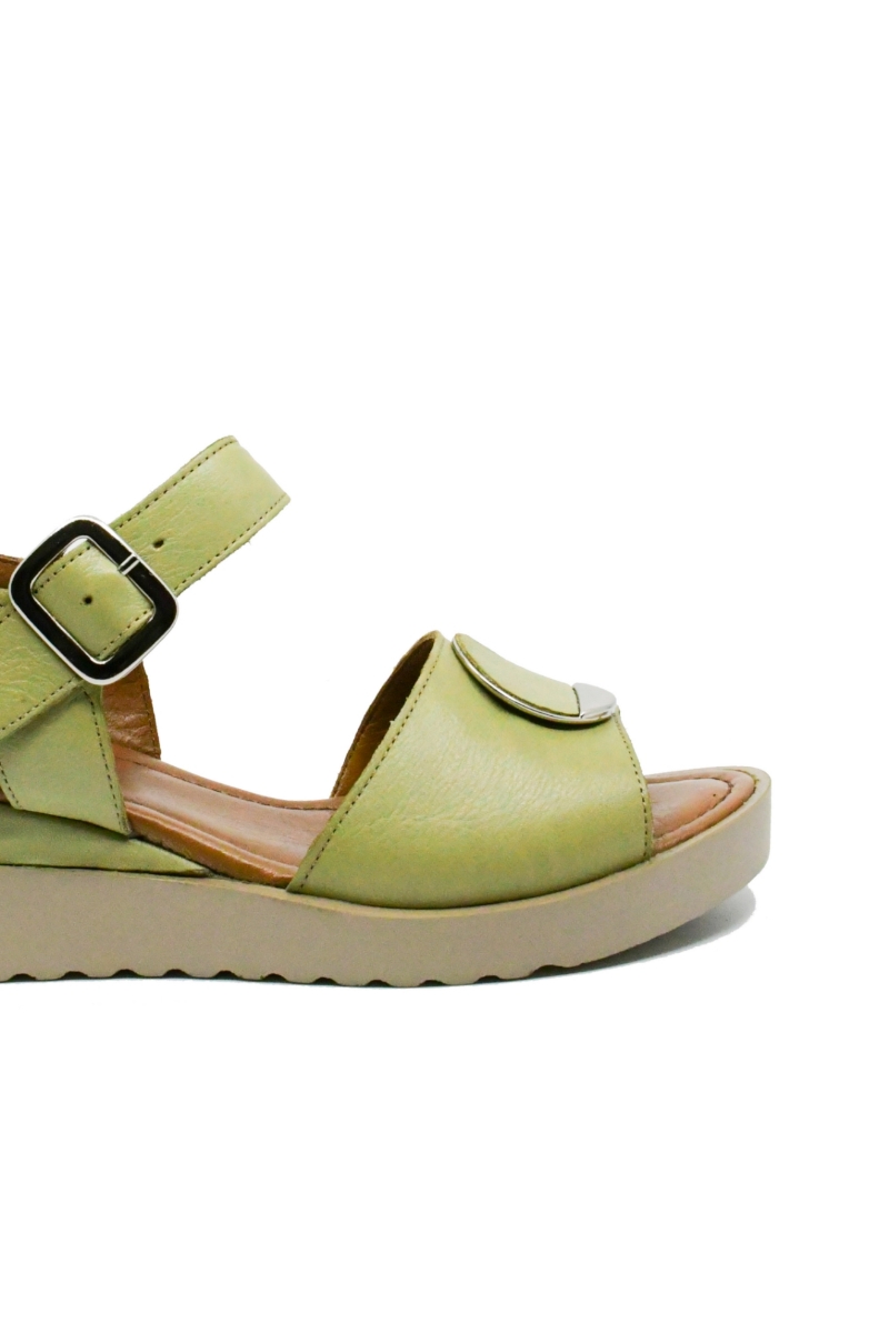 Imagine Sandale damă cu baretă, verde deschis, din piele naturală GOR361