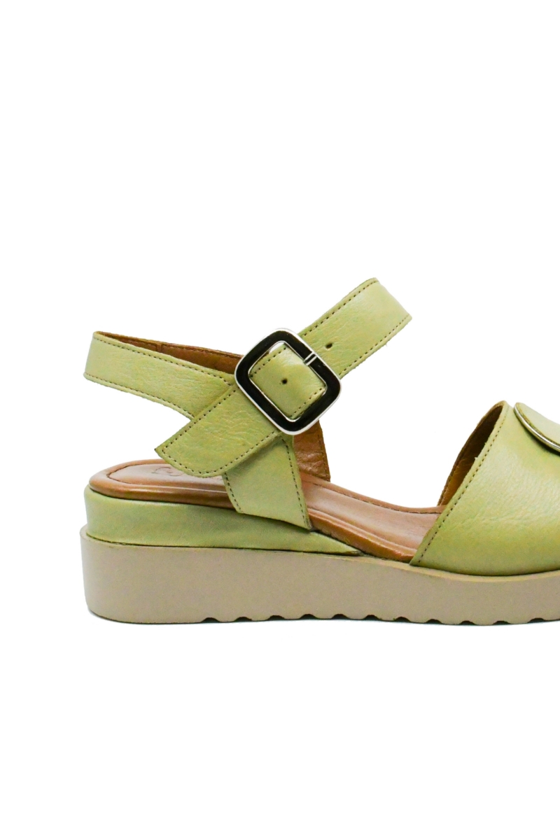 Imagine Sandale damă cu baretă, verde deschis, din piele naturală GOR361