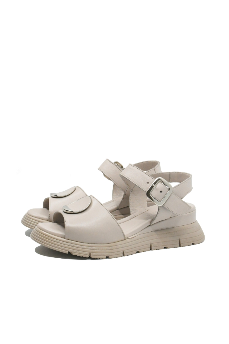 Imagine Sandale damă cu baretă, silver gri, din piele naturală GOR488