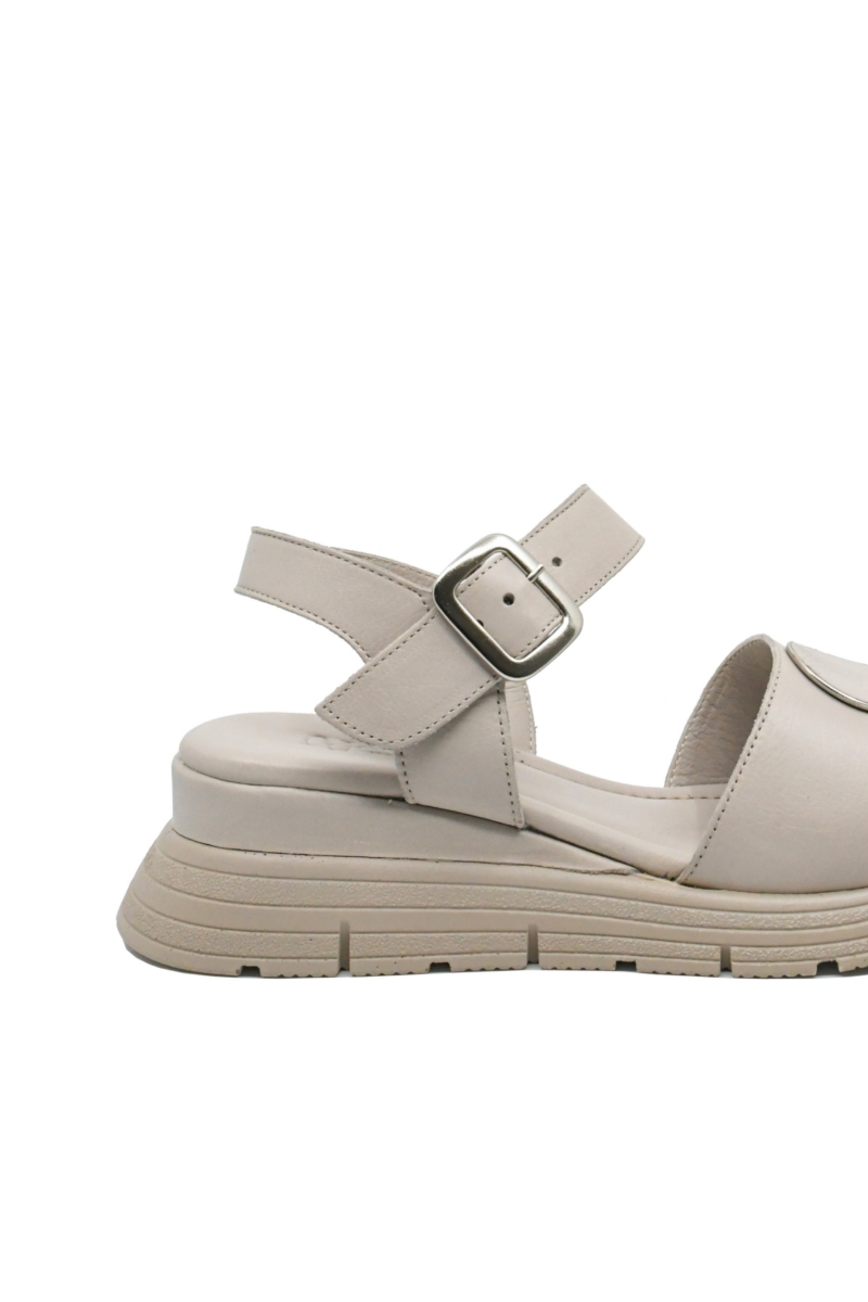 Imagine Sandale damă cu baretă, silver gri, din piele naturală GOR488