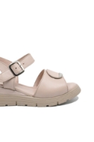 Imagine Sandale damă cu baretă, roz pudră din piele naturală GOR488