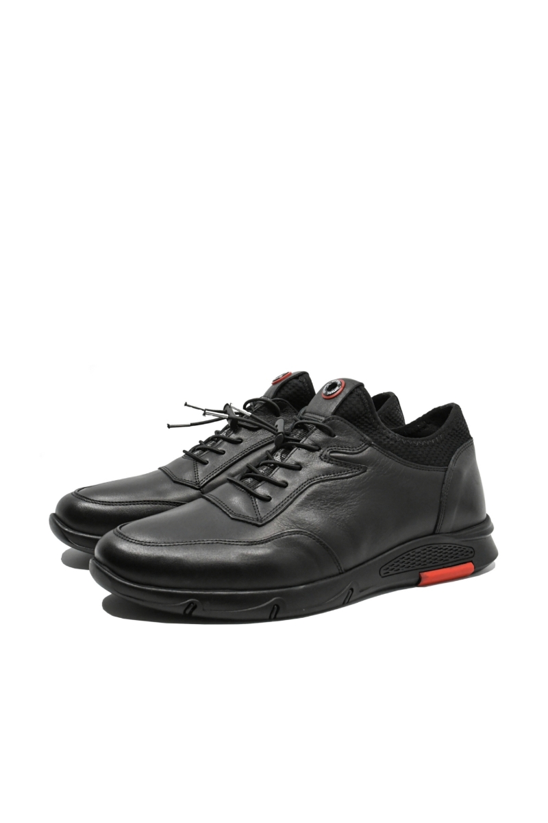 Imagine Pantofi casual-sport negri din piele naturală, cu margine elastică OTR95159