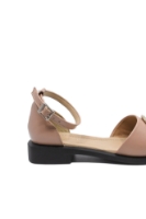 Imagine Sandale damă joase cu baretă la gleznă, roz fard, din piele naturală FLO028