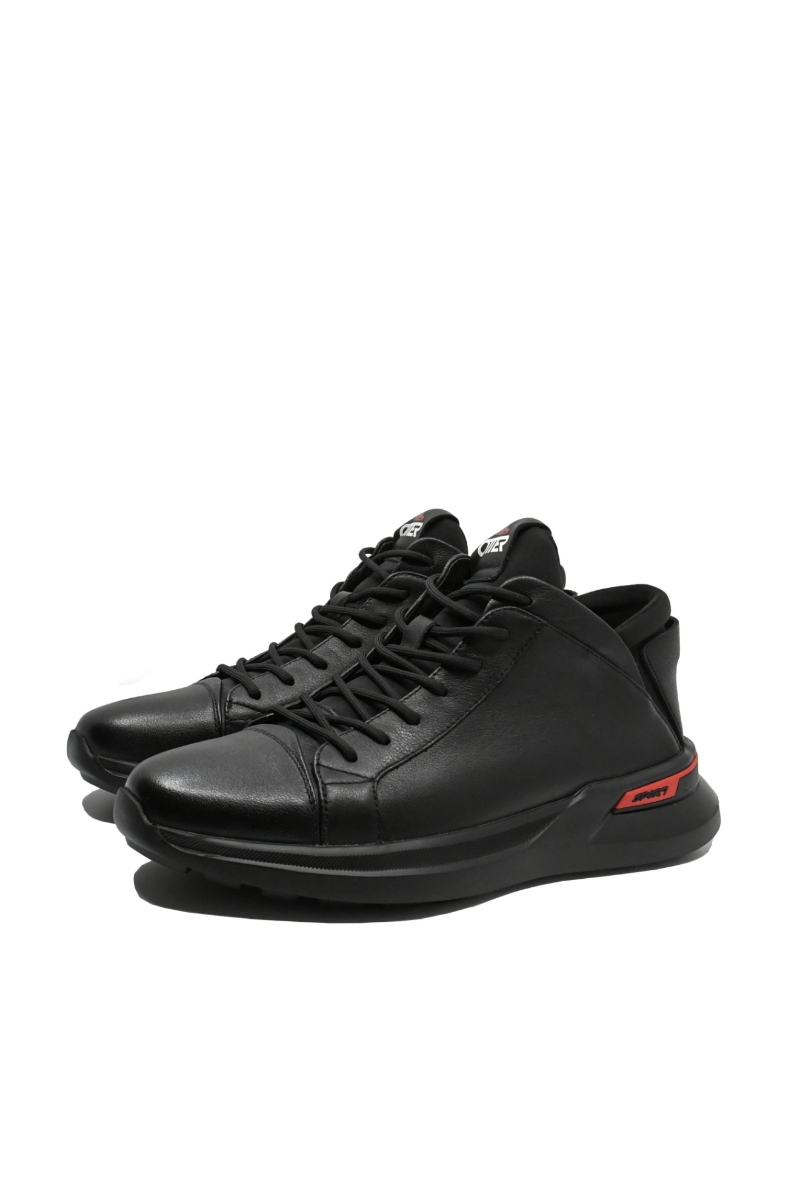 Imagine Ghete sport cu șiret, negre, din piele naturală OTR230002