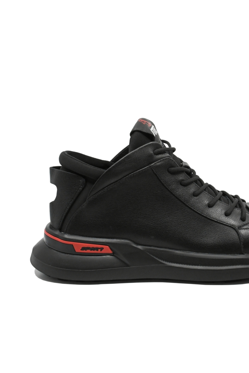 Imagine Ghete sport cu șiret, negre, din piele naturală OTR230002