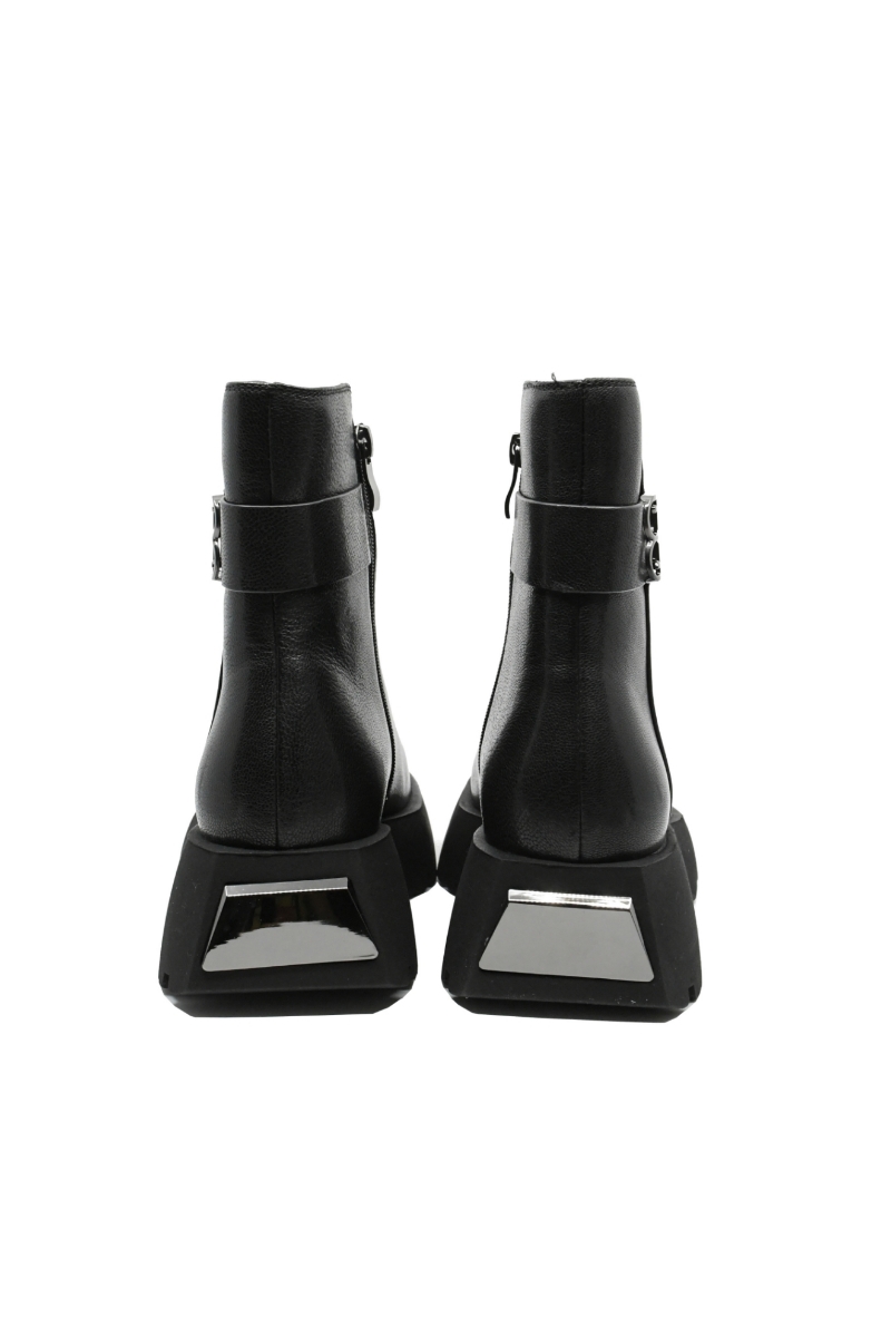Imagine Ghete negre din piele naturală cu  talpa ultra masivă FLGZ086-01N