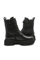 Imagine Ghete combat negre din piele naturală cu  talpa ultra masivă FLGZ086-08N
