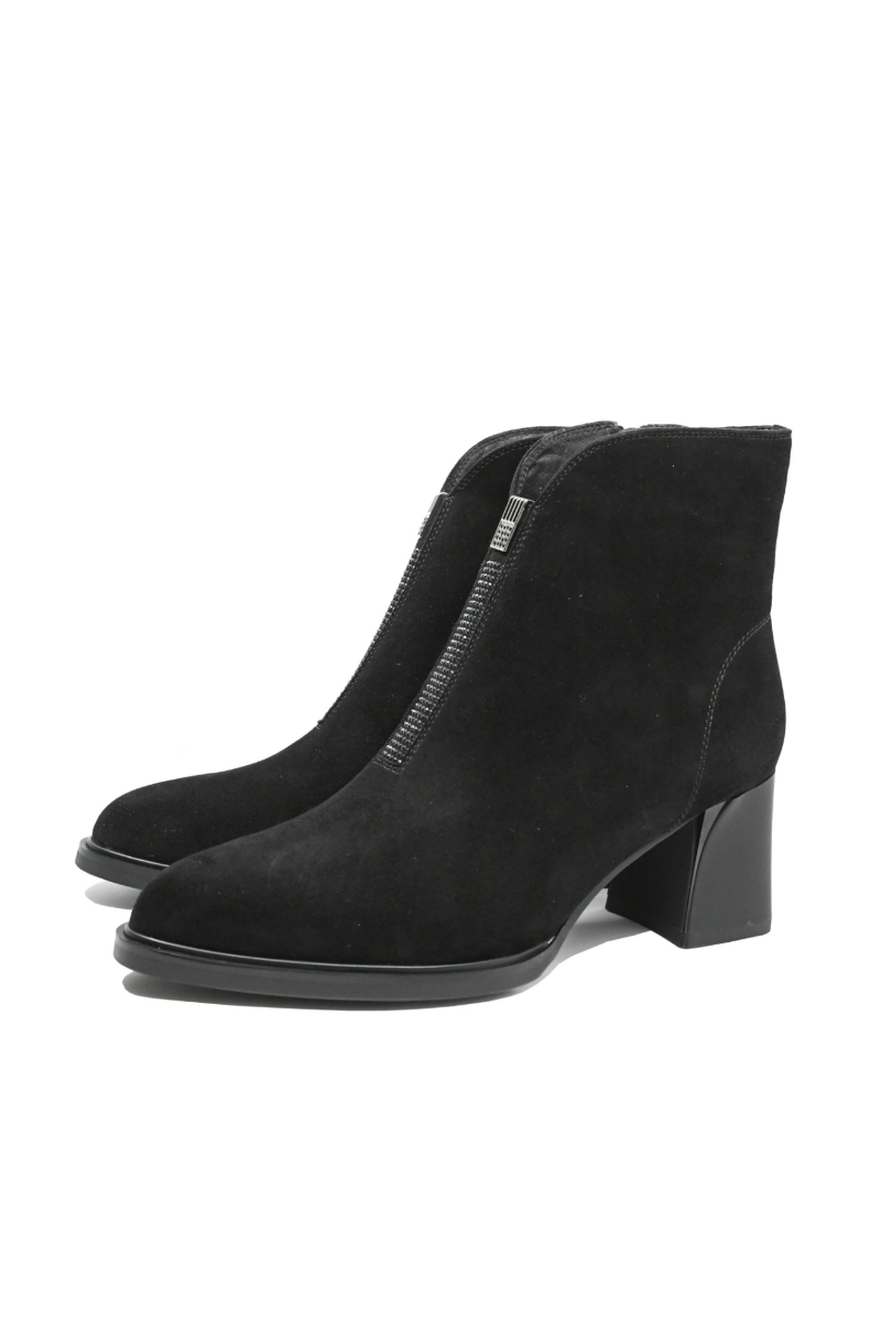 Imagine Botine cu strasuri, negre, din piele întoarsă OTR50012