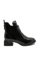 Imagine Botine joase negre din lac, cu fermoar în față OTR531N