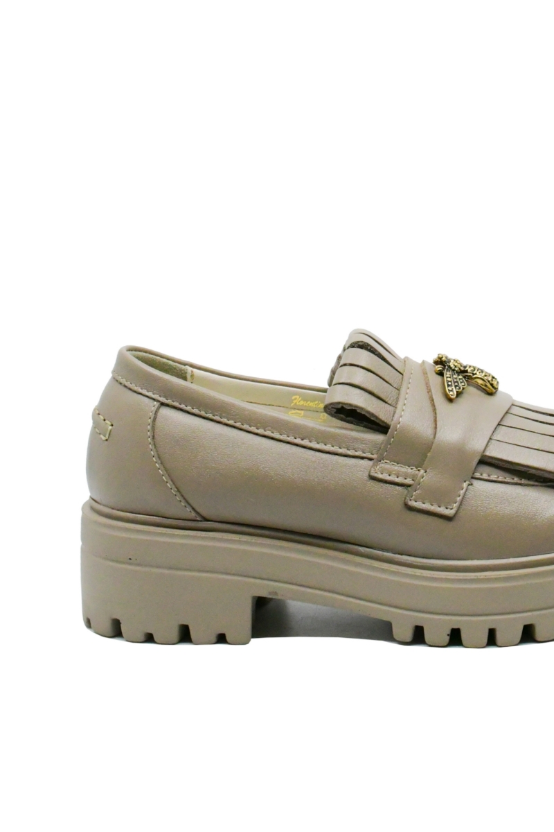 Imagine Loaferi damă taupe cu platformă, din piele naturală FLO114TAUPE