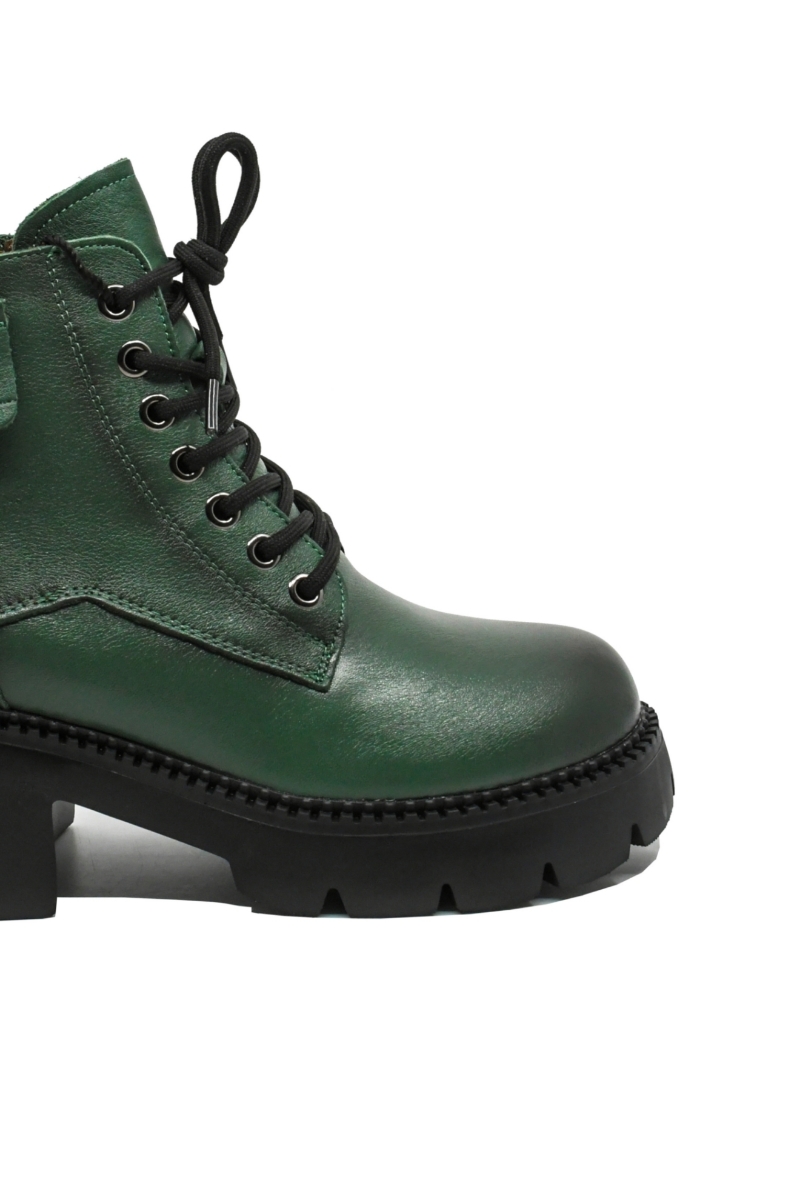 Imagine Ghete damă la modă, din piele naturală, verde patinat FNX8099GREEN