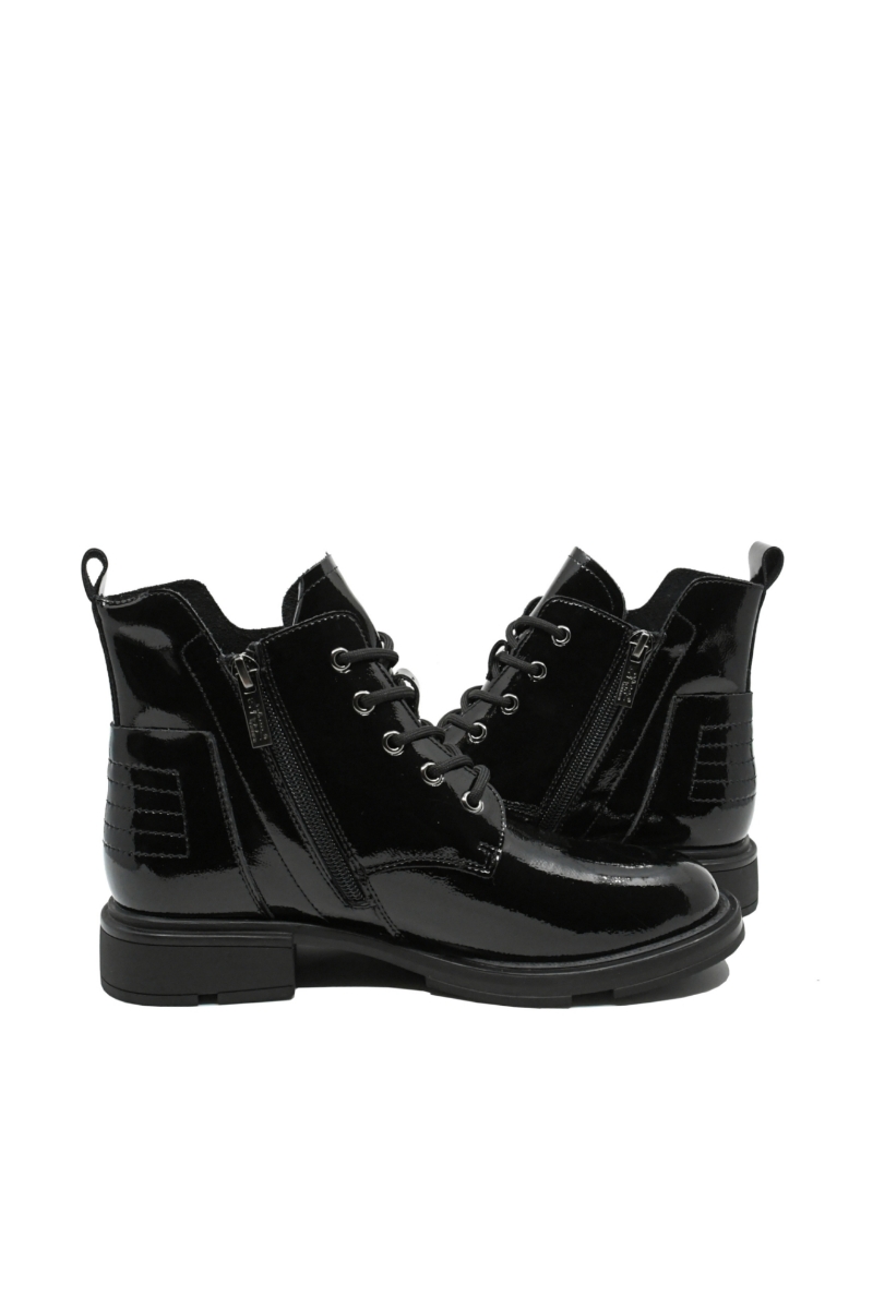 Imagine Ghete ankle din lac negre cu șiret decorativ OTR150067