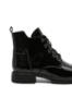 Imagine Ghete ankle din lac negre cu șiret decorativ OTR150067