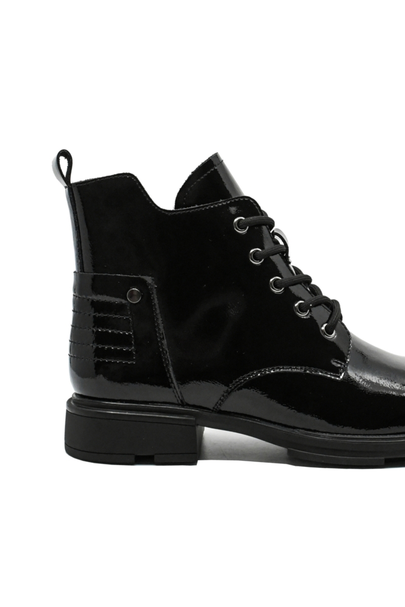 Imagine Ghete ankle din lac negre cu șiret decorativ OTR150067