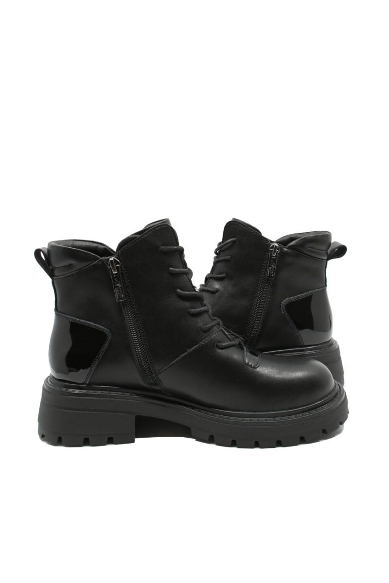 Imagine Ghete ankle din piele naturală negre, cu platformă OTR50013