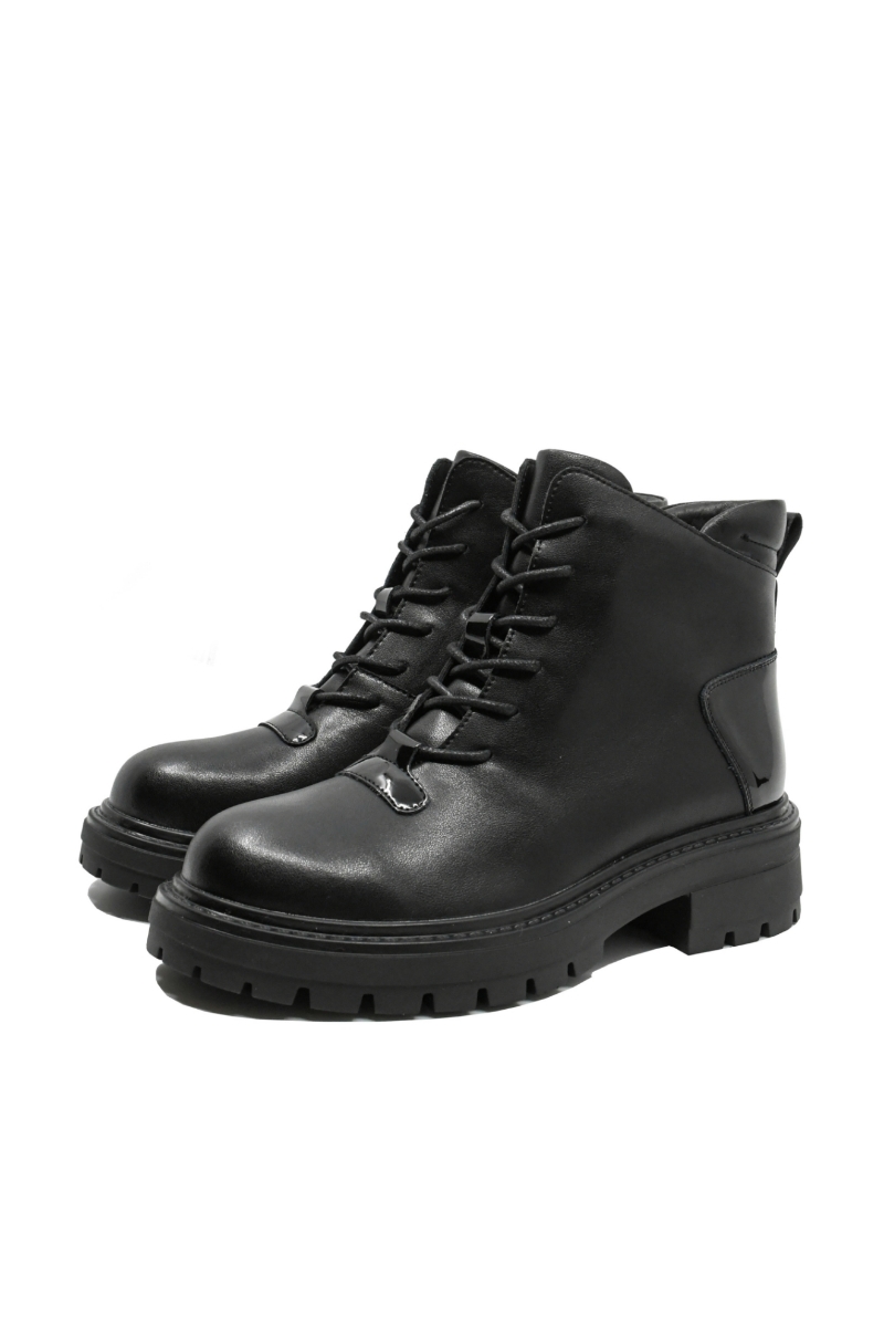 Imagine Ghete ankle din piele naturală negre, cu platformă OTR50013