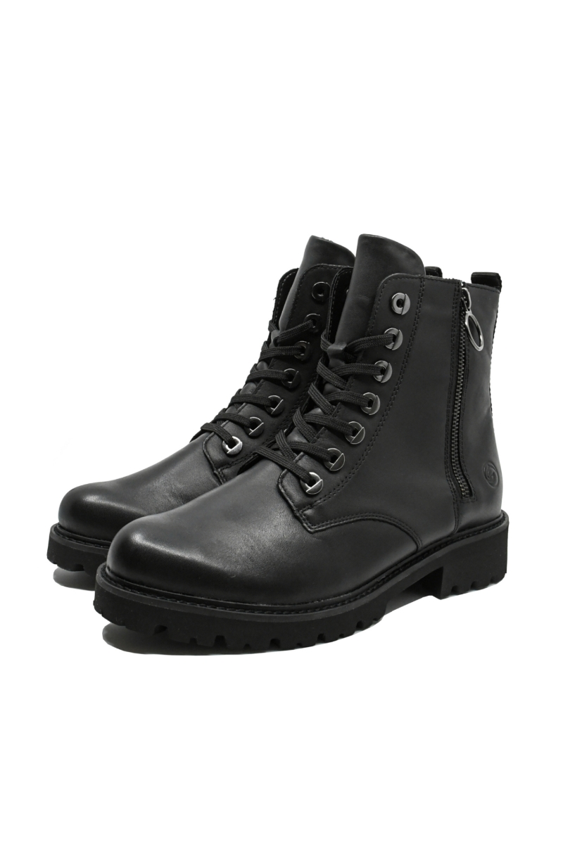 Imagine Ghete cu șiret și fermoare, negre, din piele naturală REMD8671-01N