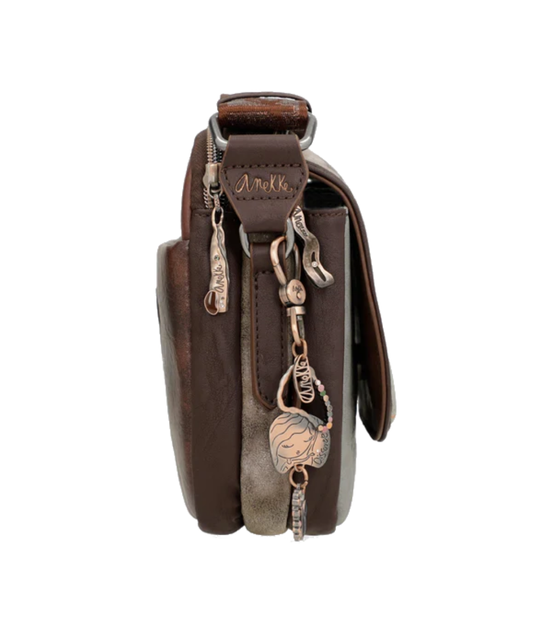 Imagine Gentuță crossbody cu 3 compartimente și clapetă, maro deschis, colecția Core, 39813-349