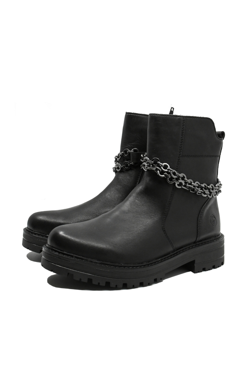 Imagine Ghete damă cu lanț metalic, negre din piele naturală REMD2285-00