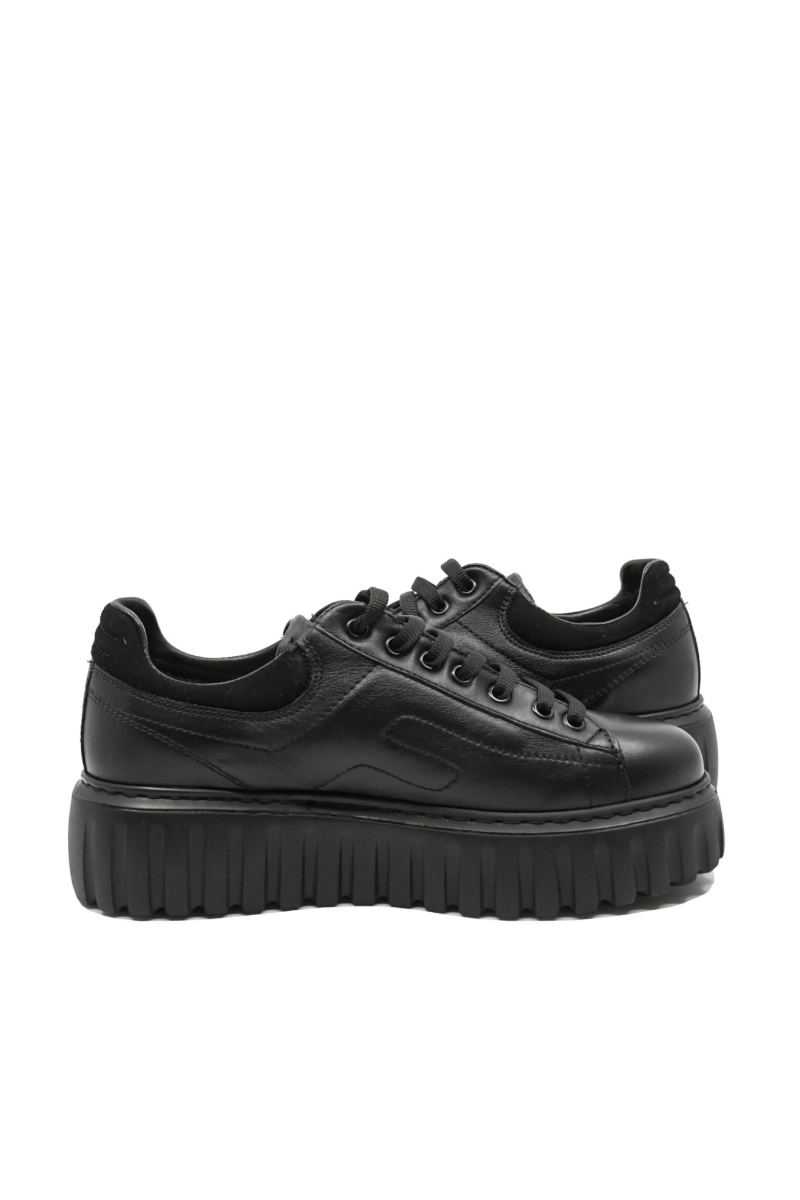 Imagine Pantofi damă cu platformă, negri, din piele naturală FLO607N