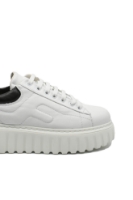 Imagine Pantofi damă cu platformă, albi cu negru, din piele naturală FLO607A-N
