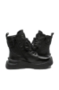 Imagine Ghete damă stil combat, negre, din piele naturală, FNX867598