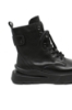 Imagine Ghete damă stil combat, negre, din piele naturală, FNX867598