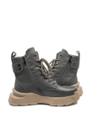 Imagine Ghete damă stil combat, grey, din piele naturală, FNX867598