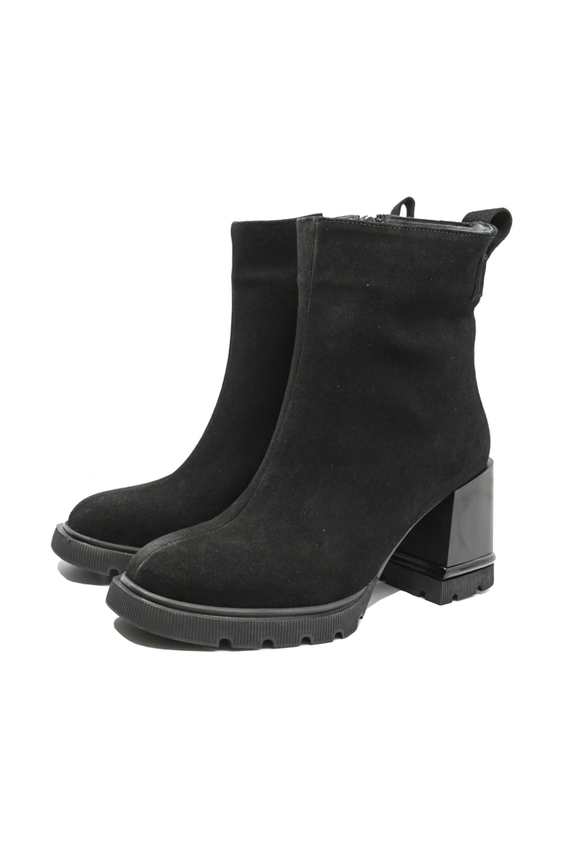 Imagine Botine damă negre, din piele întoarsă, cu talpa înaltă GOR4324NV