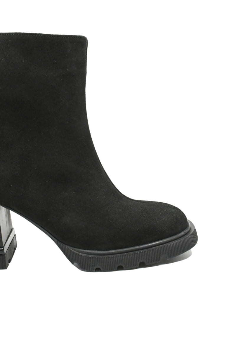 Imagine Botine damă negre, din piele întoarsă, cu talpa înaltă GOR4324NV