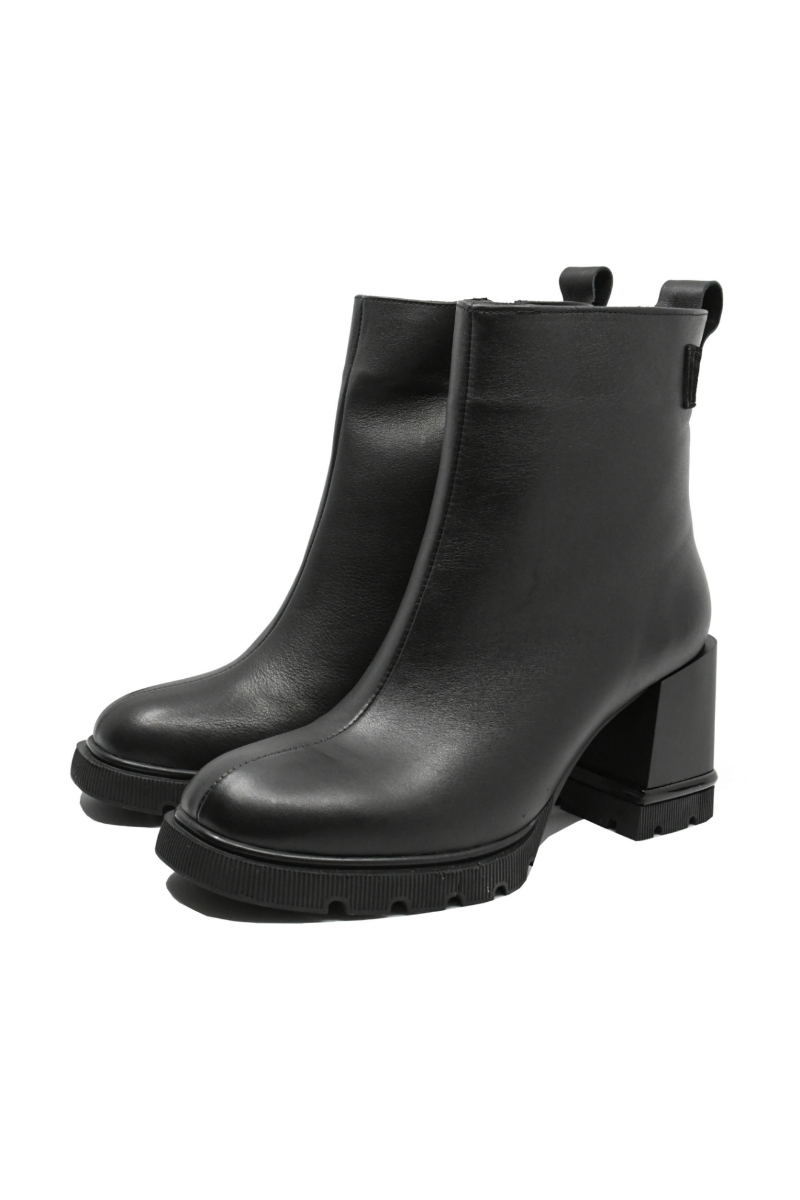 Imagine Botine damă negre, din piele naturală, cu talpa înaltă GOR4324N