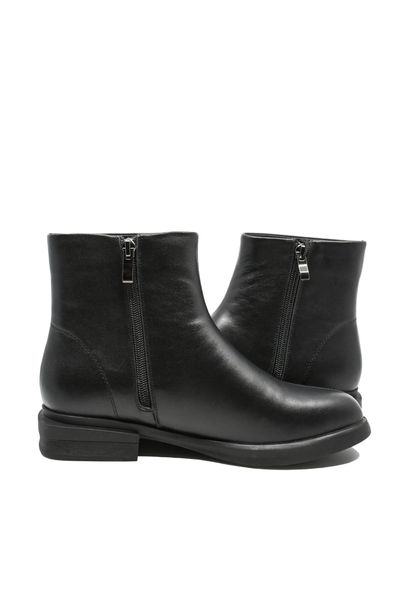 Imagine Ghete damă ankle negre, din piele naturală FNX9193-11