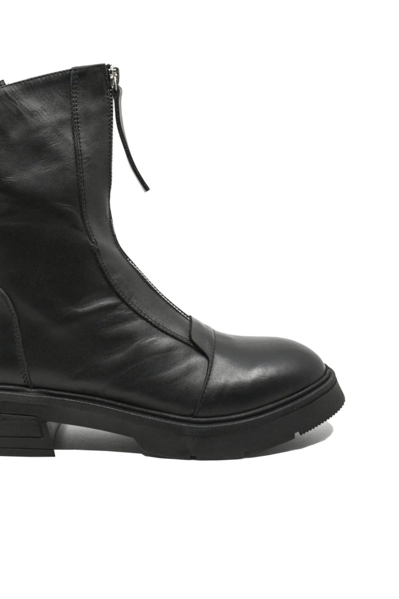 Imagine Ghete damă negre din piele naturală, cu fermoar decorativ MIR4298