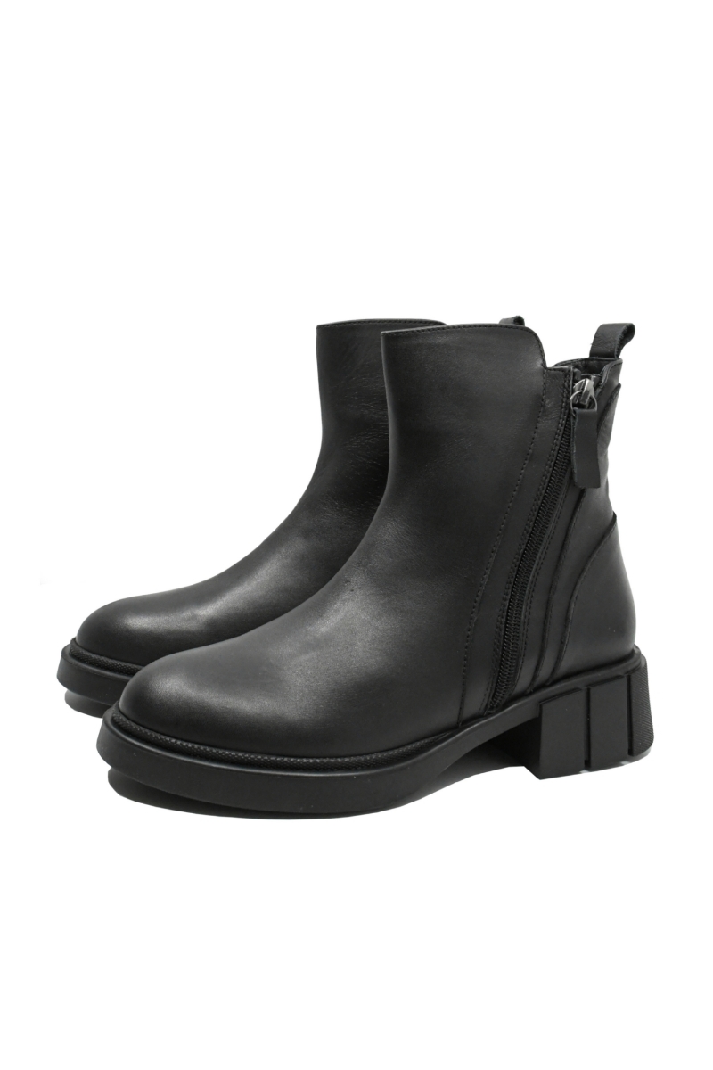Imagine Ghete damă negre din piele naturală, cu 2 fermoare laterale MIR40581