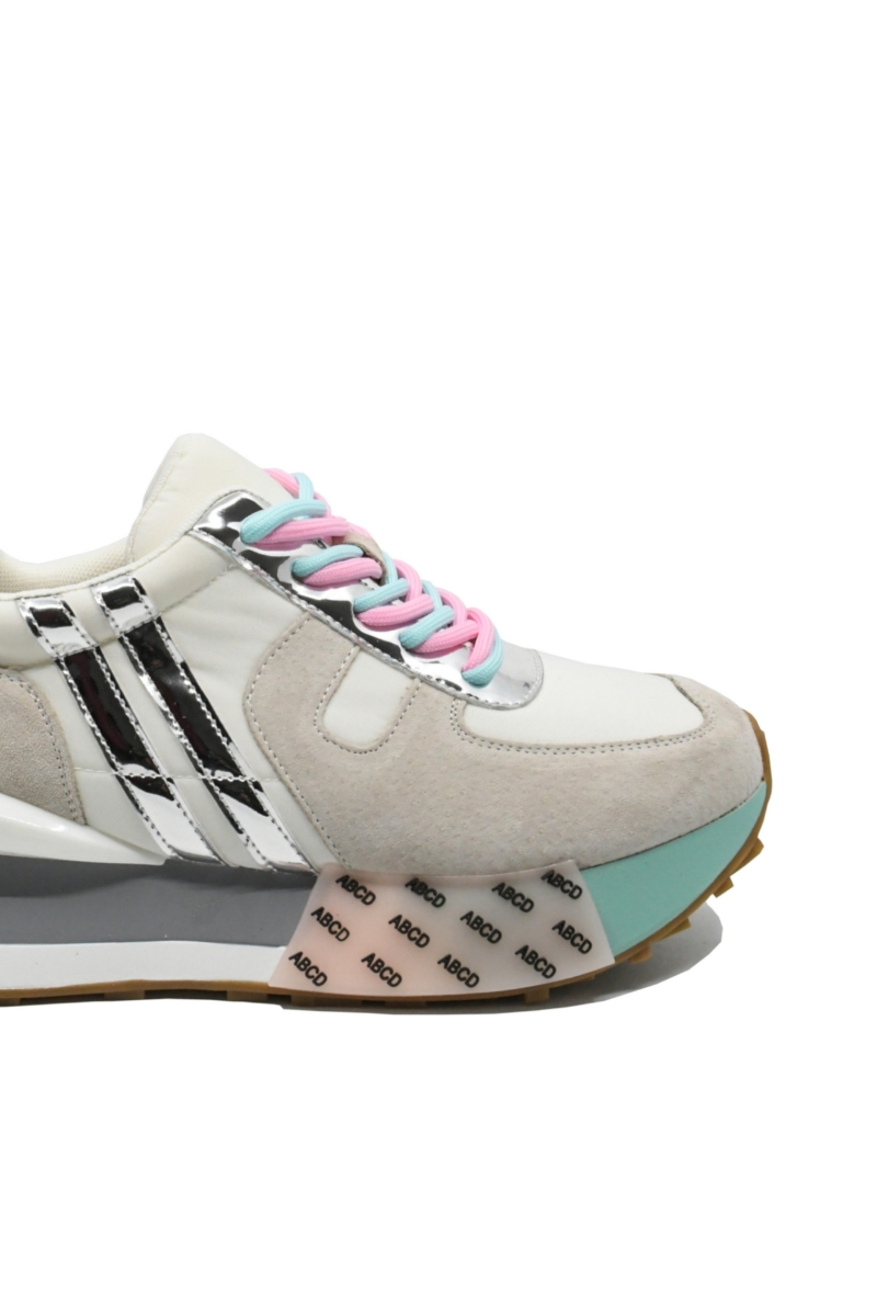 Imagine Sneakers damă ABCD, argintii, din material textil și piele FLG3578