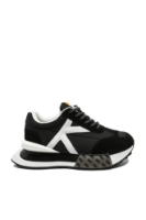 Imagine Sneakers damă ABCD, negru cu alb, din material textil și piele FLG3577-9