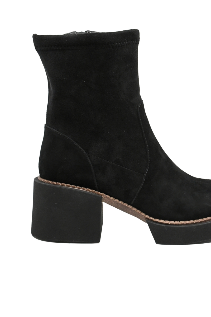 Imagine Botine negre din piele întoarsă, cu toc masiv FLG2364N