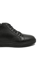 Imagine Ghete bărbați cu șiret și fermoar, negre din piele naturală FLO280