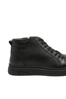 Imagine Ghete bărbați cu șiret și fermoar, negre din piele naturală FLO280