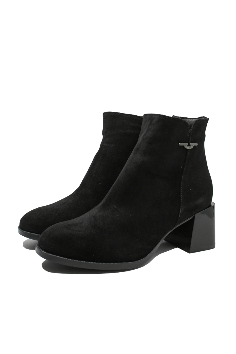 Imagine Botine damă office negre, din piele întoarsă FLO 597NV