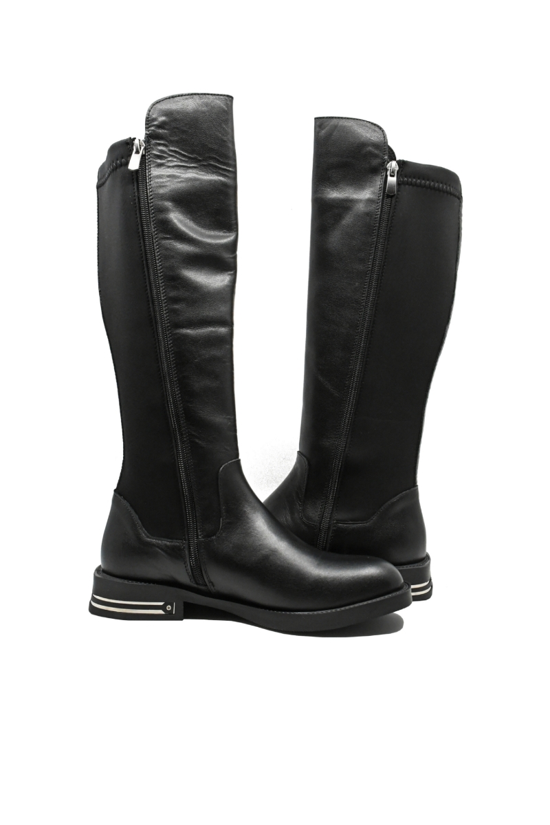 Imagine Cizme damă negre, cu carâmb elastic la spate, negre din piele naturală MIR159N