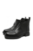 Imagine Ghete ankle din piele naturală negre cu fermoar în față OTR150025