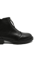 Imagine Ghete ankle din piele naturală negre cu fermoar în față OTR150025