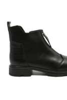 Imagine Ghete ankle din piele naturală negre cu fermoar în față OTR150025