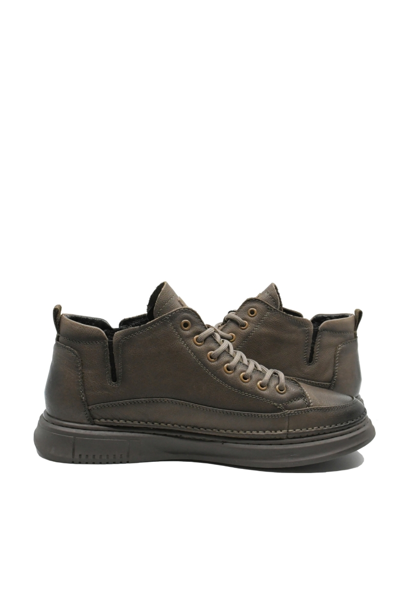 Imagine Ghete bărbați stil sport gri închis, din piele naturală FNX99936GREY
