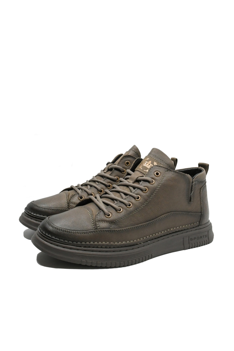 Imagine Ghete bărbați stil sport gri închis, din piele naturală FNX99936GREY