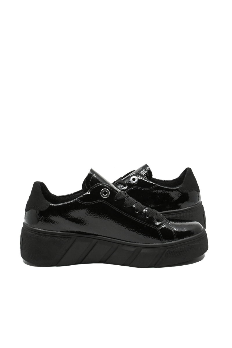 Imagine Pantofi casual-sport negri din piele lăcuită RIKW0501-00