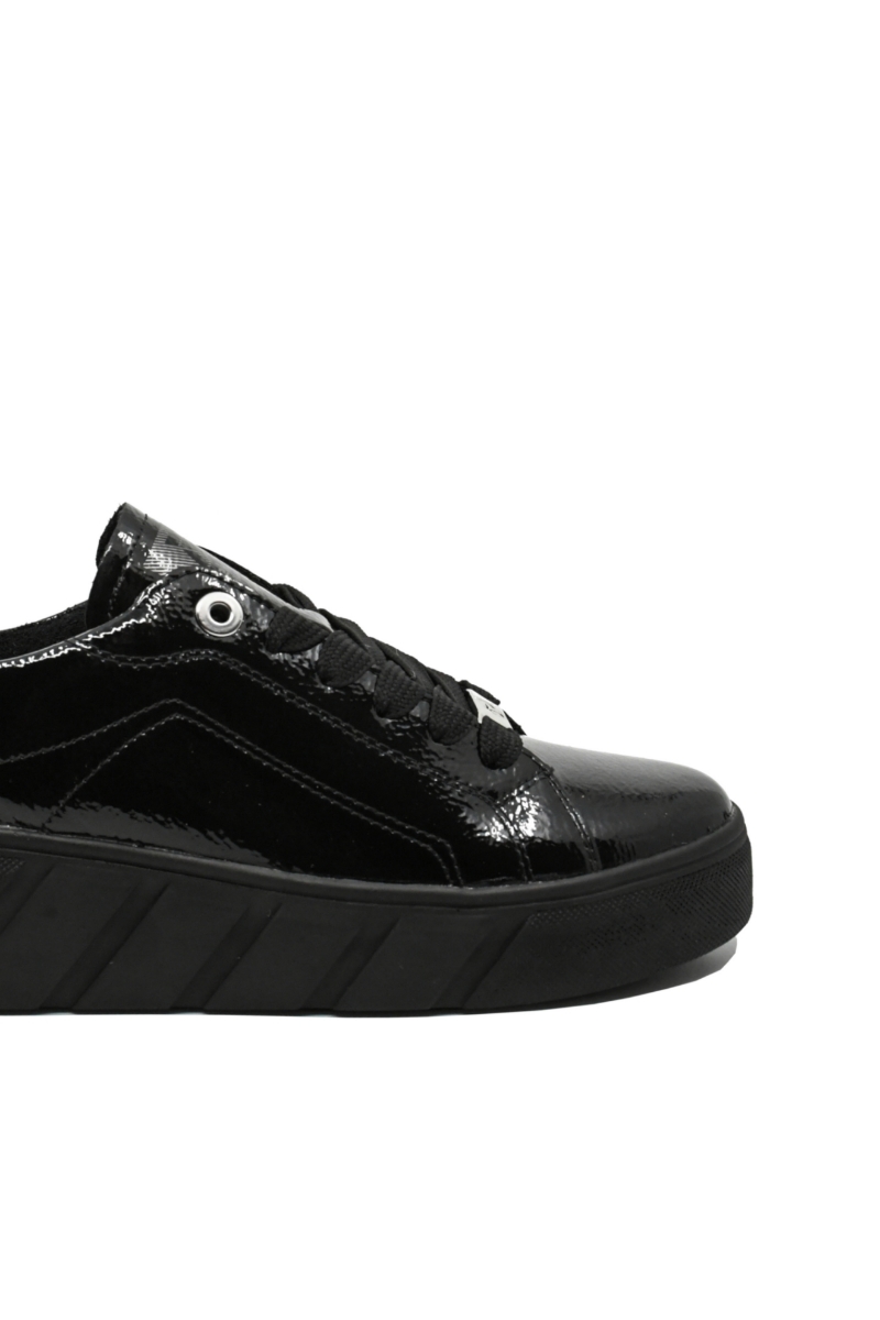 Imagine Pantofi casual-sport negri din piele lăcuită RIKW0501-00