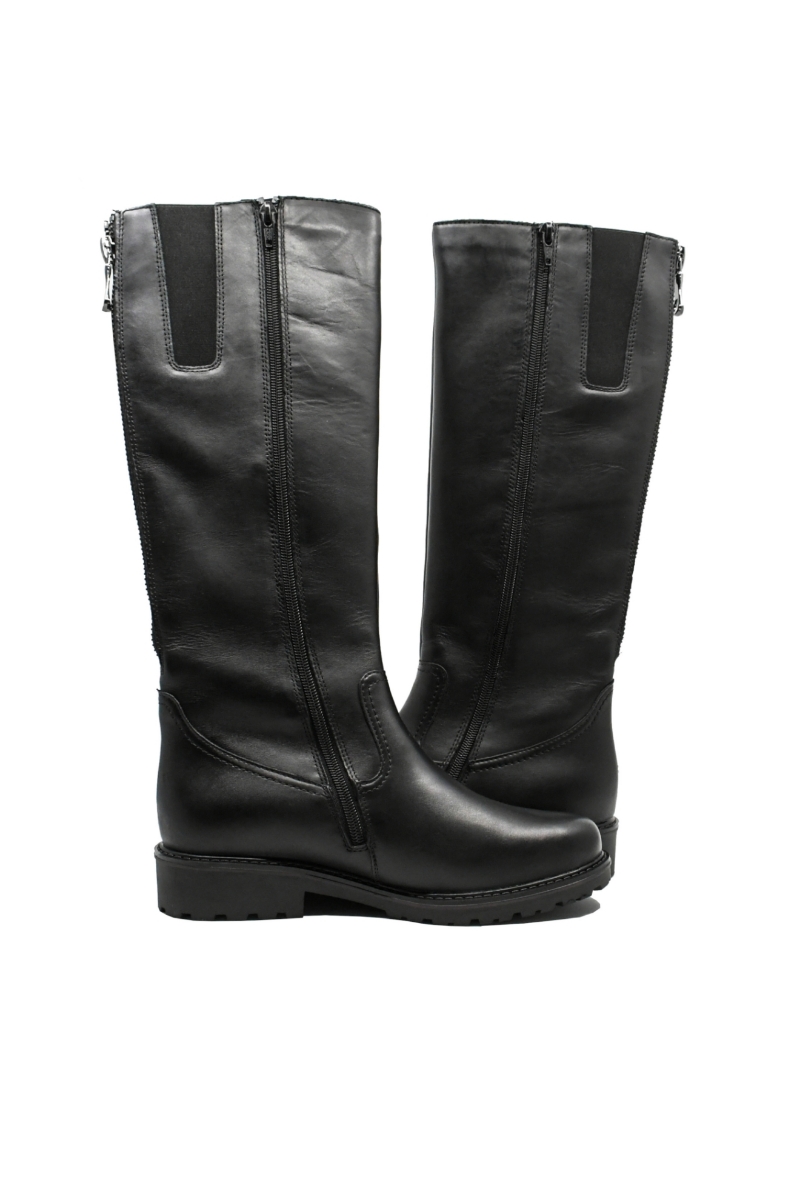 Imagine Cizme damă îmblănite, negre, din piele naturală REMR6576-01N
